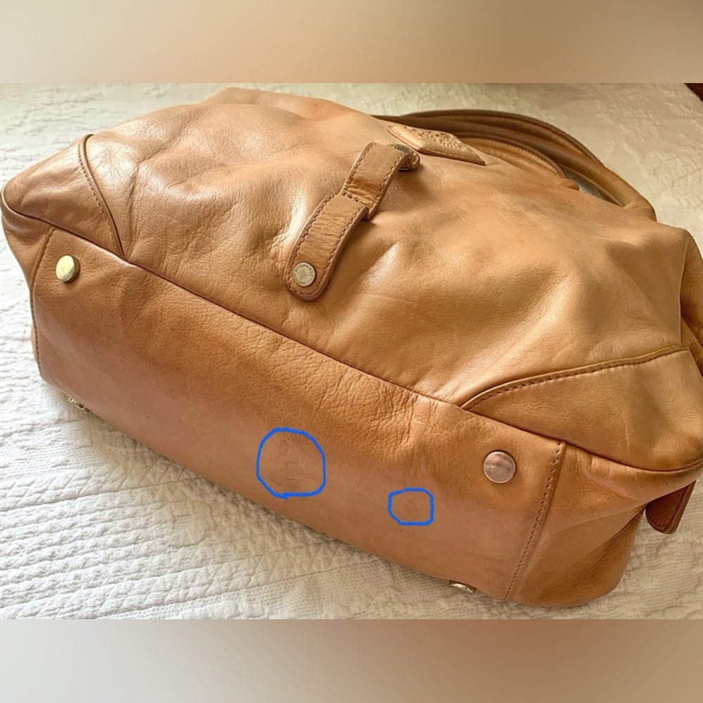 Rare Vintage Pourchet Paris Slouchy Leather Double Handle Boho Satchel - Picture 10 of 16